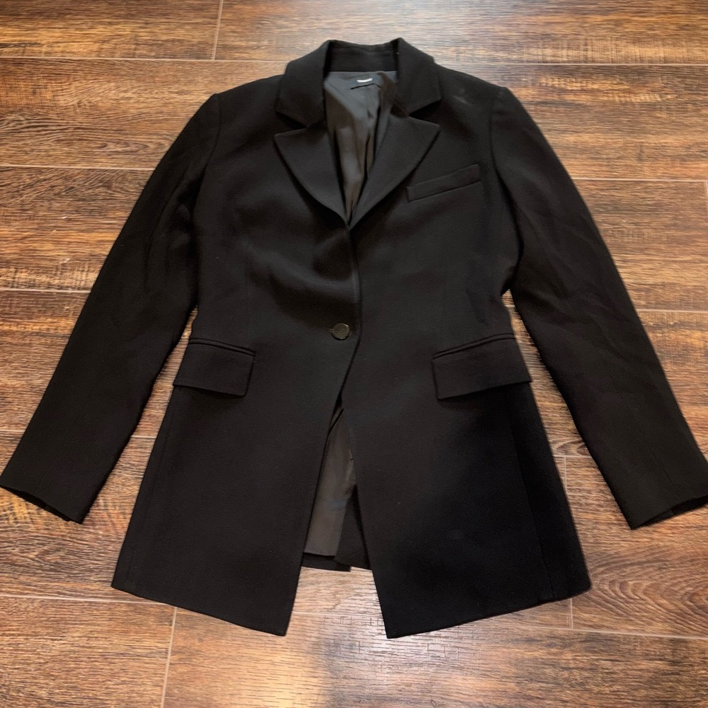 Theory Black Single-Button Tailored Blazer